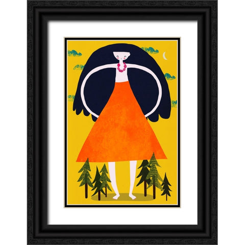 Girant Girl Black Ornate Wood Framed Art Print with Double Matting by Treechild
