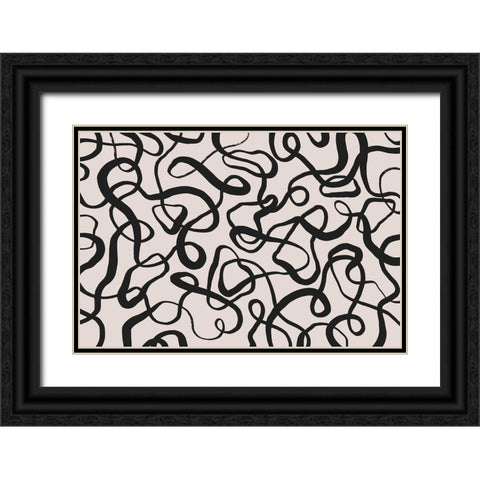 Wriggled Lines Square Black Ornate Wood Framed Art Print with Double Matting by Treechild