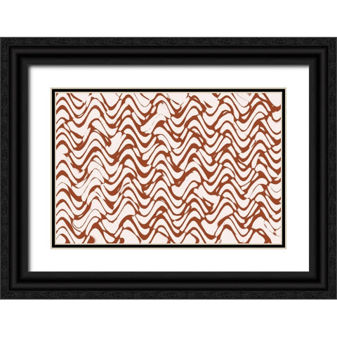 Wavey Beige Pattern Square Black Ornate Wood Framed Art Print with Double Matting by Treechild