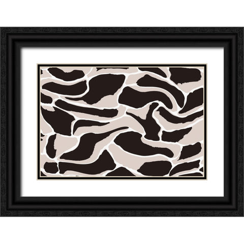 Beige And Brown Tiger Pattern Black Ornate Wood Framed Art Print with Double Matting by Treechild