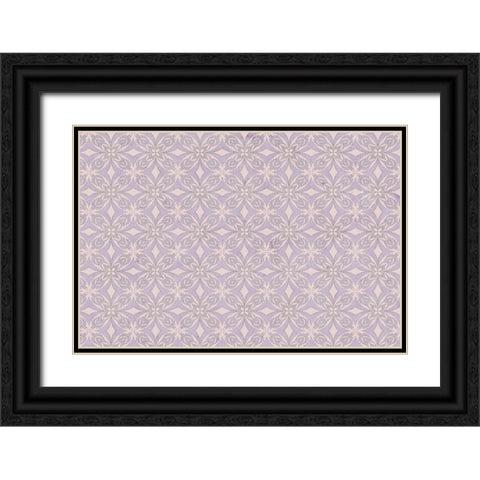 Purple Tiles Pattern Black Ornate Wood Framed Art Print with Double Matting by Treechild