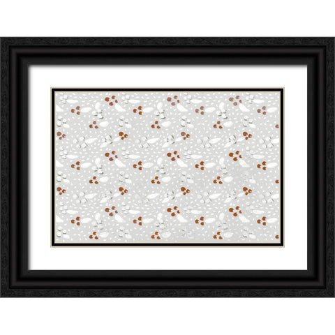 Berries in Winter Square Black Ornate Wood Framed Art Print with Double Matting by Treechild