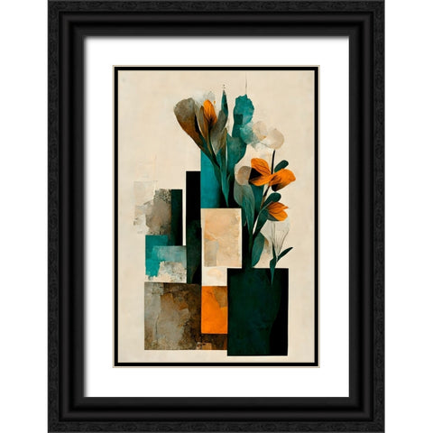 Abstract Arrangement Black Ornate Wood Framed Art Print with Double Matting by Treechild