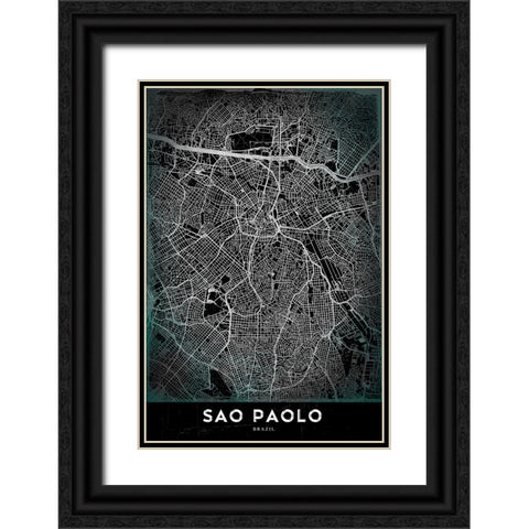 Sao Paolo Black Ornate Wood Framed Art Print with Double Matting by StudioSix