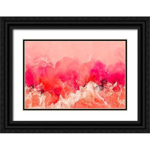 Pink Wave Black Ornate Wood Framed Art Print with Double Matting by Treechild