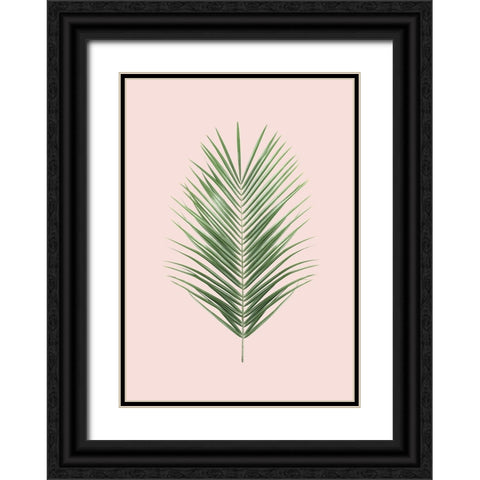 Palm Leaf Blush Black Ornate Wood Framed Art Print with Double Matting by Pienaar, Kathrin
