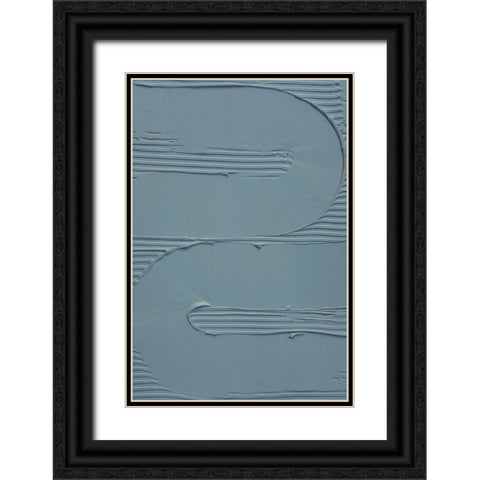 Mud Texture 12 Blue Black Ornate Wood Framed Art Print with Double Matting by Pictufy Studio III