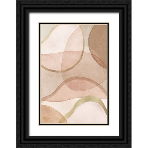 Blush and Brown Abstract Black Ornate Wood Framed Art Print with Double Matting by Pienaar, Kathrin