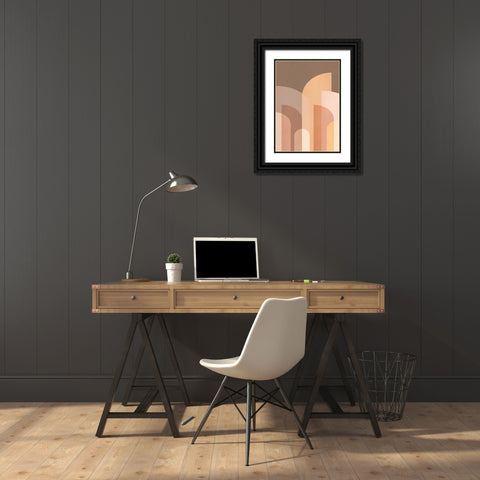 Retro Geometric II Black Ornate Wood Framed Art Print with Double Matting by Pienaar, Kathrin