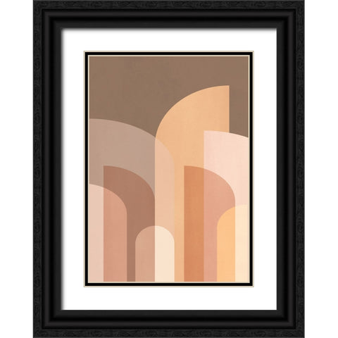 Retro Geometric II Black Ornate Wood Framed Art Print with Double Matting by Pienaar, Kathrin