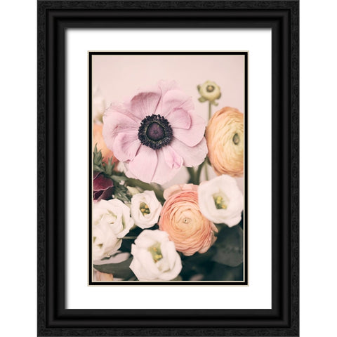 Pastel Bouquet Black Ornate Wood Framed Art Print with Double Matting by Pienaar, Kathrin