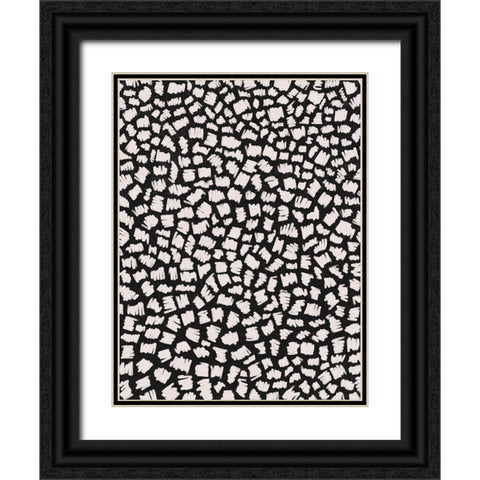 White Doodle Zigzag Black Ornate Wood Framed Art Print with Double Matting by Treechild