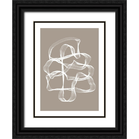 Ink White and Beige Black Ornate Wood Framed Art Print with Double Matting by Treechild
