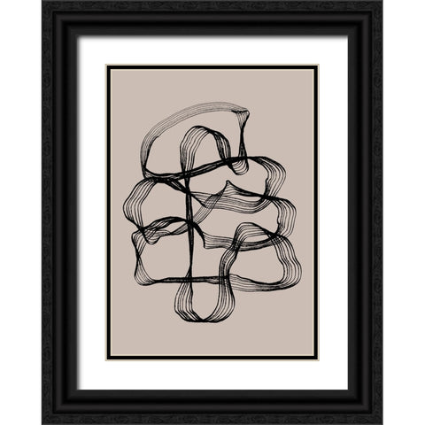 Ink Black and Beige Black Ornate Wood Framed Art Print with Double Matting by Treechild