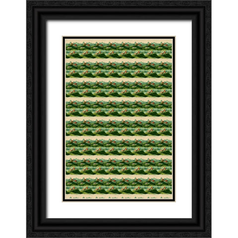 Cute Village Pattern Black Ornate Wood Framed Art Print with Double Matting by Treechild