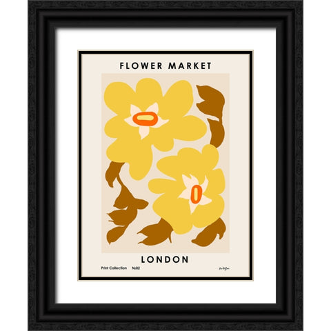 Flower Market. London Black Ornate Wood Framed Art Print with Double Matting by NKTN