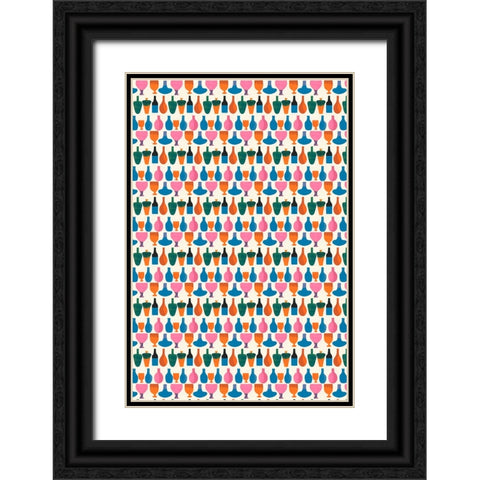 Kitchen Pattern Black Ornate Wood Framed Art Print with Double Matting by Treechild