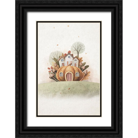 Pumpkin House Black Ornate Wood Framed Art Print with Double Matting by Thai, Xuan