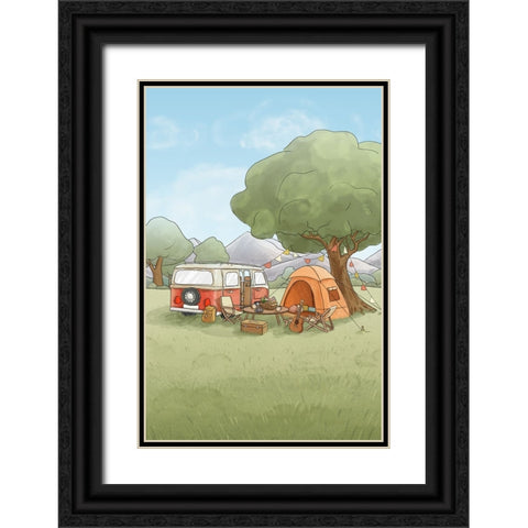Camping Trip Black Ornate Wood Framed Art Print with Double Matting by Thai, Xuan