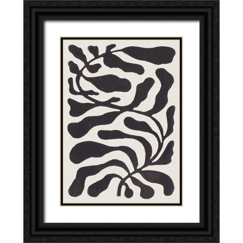 One Hundred-Leaved Plant #21 / Lino Print Black Ornate Wood Framed Art Print with Double Matting by Galitsyna, Alisa