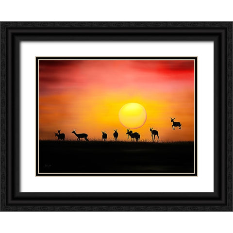 Impala Crepuscule Black Ornate Wood Framed Art Print with Double Matting by Amihere, Lord
