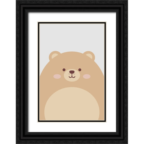 Cute Bear Black Ornate Wood Framed Art Print with Double Matting by Thai, Xuan