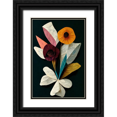 A Paper Bouquet Black Ornate Wood Framed Art Print with Double Matting by Treechild