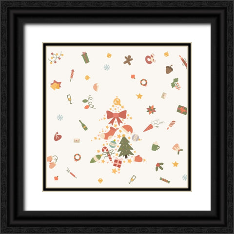 Noel decorations Black Ornate Wood Framed Art Print with Double Matting by Thai, Xuan