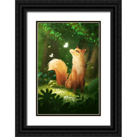 Dreamy Fox Black Ornate Wood Framed Art Print with Double Matting by Thai, Xuan