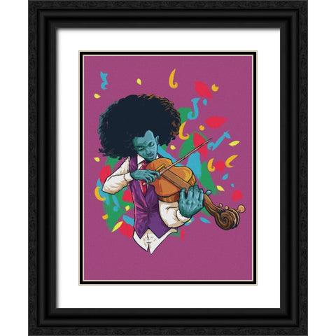 The music man Black Ornate Wood Framed Art Print with Double Matting by msonthe, Joshua