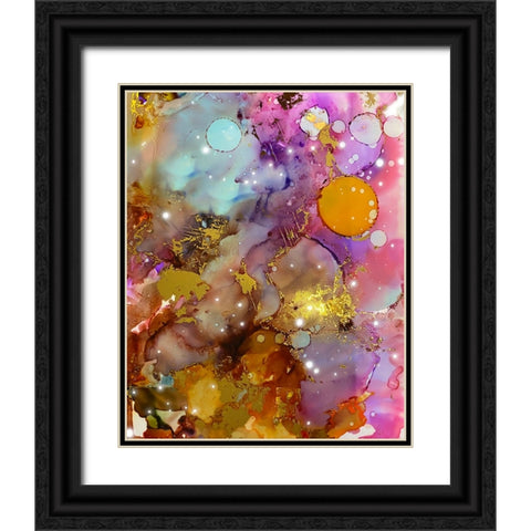 Alcohol Ink Pink Black Ornate Wood Framed Art Print with Double Matting by Day, Ruth