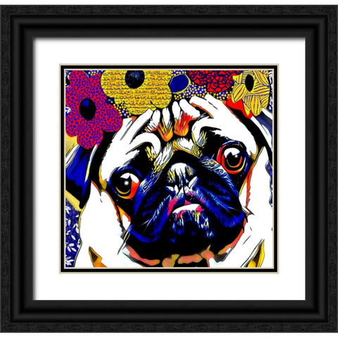 Puggles Black Ornate Wood Framed Art Print with Double Matting by Day, Ruth