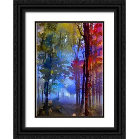 The Universe in a Forest Black Ornate Wood Framed Art Print with Double Matting by Day, Ruth