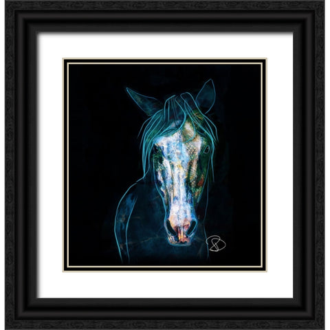 Blue Bashful Horse Black Ornate Wood Framed Art Print with Double Matting by Day, Ruth