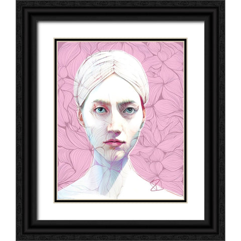 Woman with Zen Doodles Black Ornate Wood Framed Art Print with Double Matting by Day, Ruth