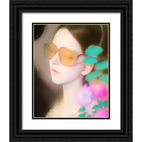 Young Girl in Glasses Black Ornate Wood Framed Art Print with Double Matting by Day, Ruth