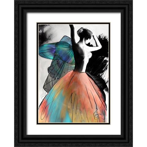 The Humming Bird Dancer Black Ornate Wood Framed Art Print with Double Matting by Day, Ruth