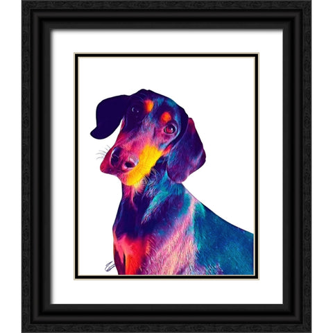 Finn Dog Black Ornate Wood Framed Art Print with Double Matting by Day, Ruth