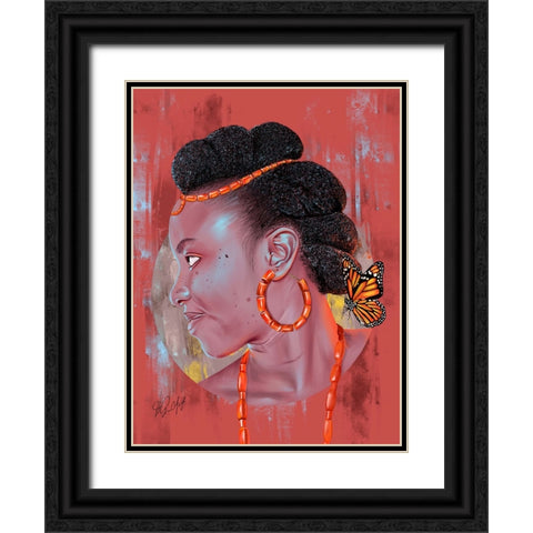 African Beauty Black Ornate Wood Framed Art Print with Double Matting by Oladapo, Ojenike