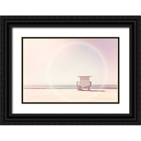 Beach Hut Black Ornate Wood Framed Art Print with Double Matting by Pienaar, Kathrin