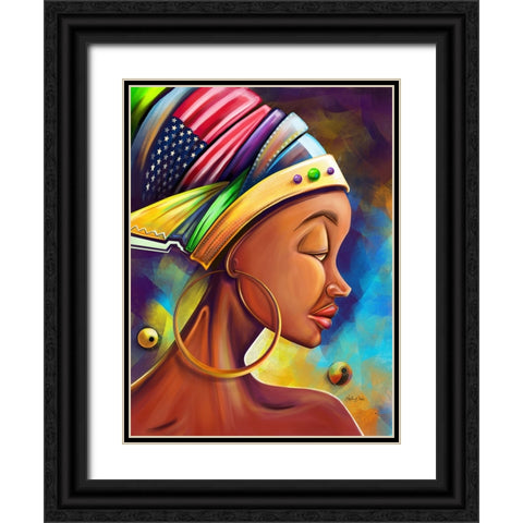 Her Pride Black Ornate Wood Framed Art Print with Double Matting by Debas, Adetoro
