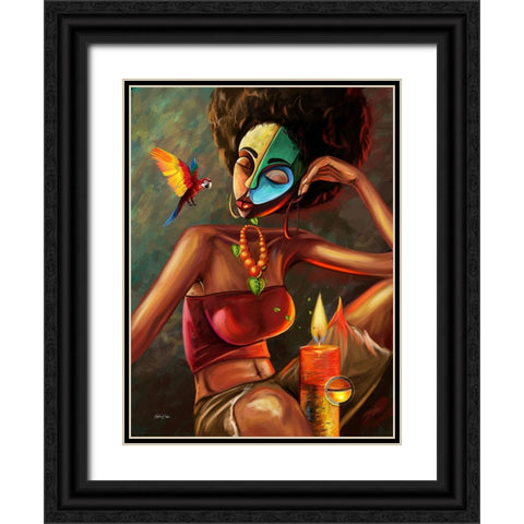 My Night Black Ornate Wood Framed Art Print with Double Matting by Debas, Adetoro