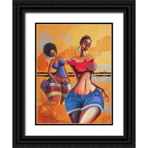 Sisters Black Ornate Wood Framed Art Print with Double Matting by Debas, Adetoro