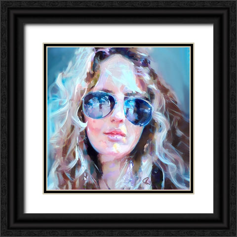 Self Portrait Imitating Janis Joplin Black Ornate Wood Framed Art Print with Double Matting by Day, Ruth