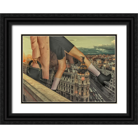 Walking In Paris Black Ornate Wood Framed Art Print with Double Matting by Martinussen, Baard