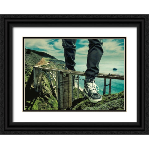 Walking Over Bridges Black Ornate Wood Framed Art Print with Double Matting by Martinussen, Baard