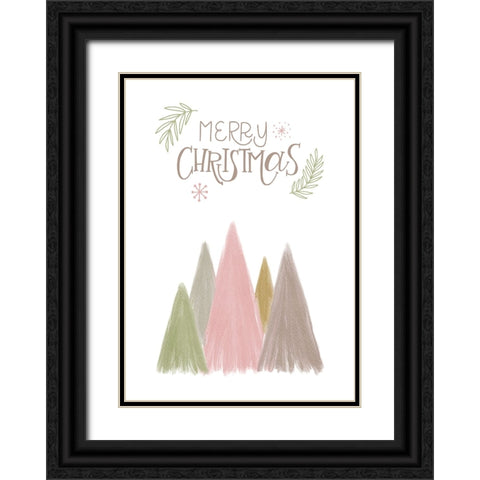 Merry Christmas Trees 1 Black Ornate Wood Framed Art Print with Double Matting by N., Kristina