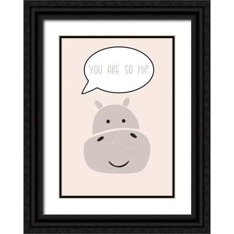 Hippo nursery print Black Ornate Wood Framed Art Print with Double Matting by Manovski, Sarah