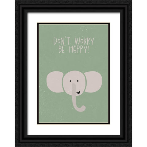 Elephant nursery print Black Ornate Wood Framed Art Print with Double Matting by Manovski, Sarah