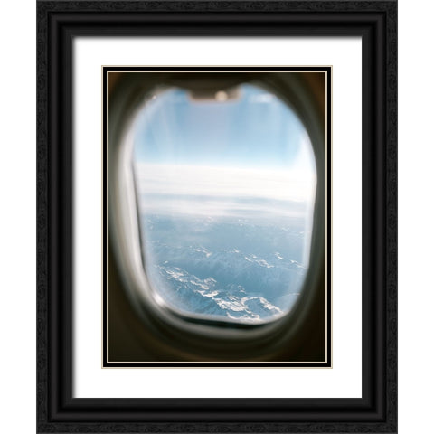 Plane Window View || Black Ornate Wood Framed Art Print with Double Matting by Zwart, Raisa